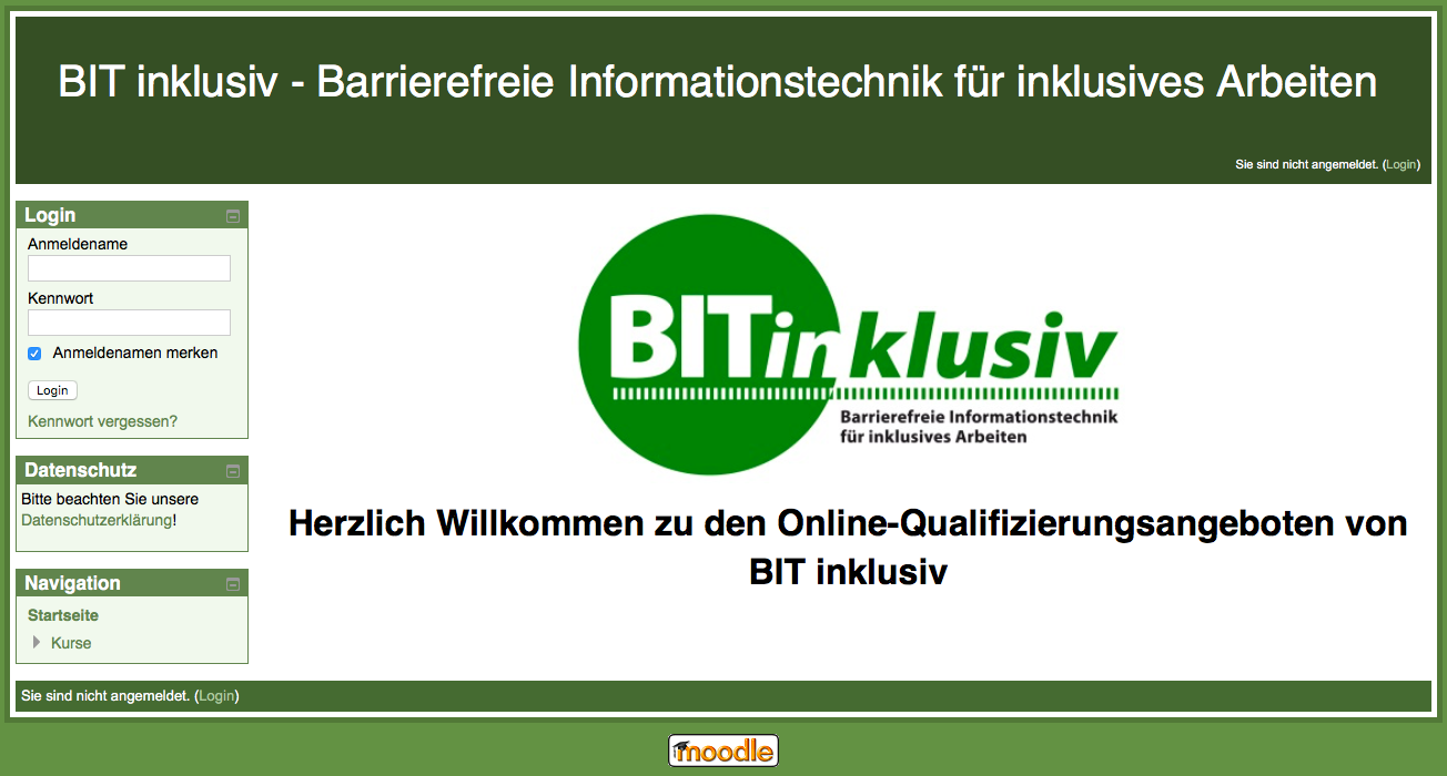 Ansicht der Startseite der BITi-Qualifizierungsangebote